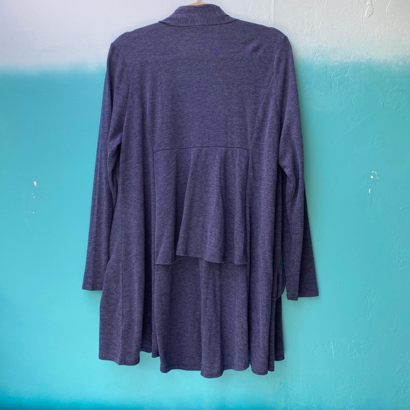 LOGO Duster Sweater Knit Draped Cardigan w Ruffle - Picture 3 of 7